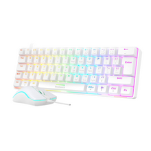 UK-Layout Real Mechanical Gaming Keyboard and Mouse Combo, Wired 60% keyboard with 25 RGB Backlight Effect for PC laptop Game, White