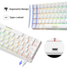 UK-Layout Real Mechanical Gaming Keyboard and Mouse Combo, Wired 60% keyboard with 25 RGB Backlight Effect for PC laptop Game, White