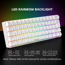 UK-Layout Real Mechanical Gaming Keyboard and Mouse Combo, Wired 60% keyboard with 25 RGB Backlight Effect for PC laptop Game, White