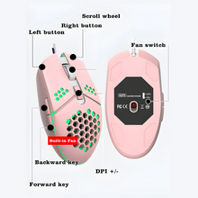 Cooling Fan Gaming Mouse RGB Gaming Office Computer Wired Mouse