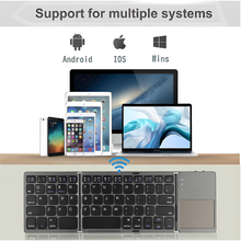 Foldable Bluetooth Keyboard, Rock&Rown Pocket Size Portable Wireless Keyboard with Touchpad for Mac OS,Android, Windows, Linux, PC, Tablet, with Rechargeable Li-ion Battery-Dark Gray