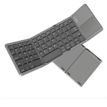 Foldable Bluetooth Keyboard, Rock&Rown Pocket Size Portable Wireless Keyboard with Touchpad for Mac OS,Android, Windows, Linux, PC, Tablet, with Rechargeable Li-ion Battery-Dark Gray
