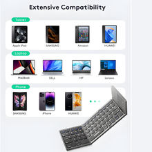 Foldable Bluetooth Keyboard, Rock&Rown Pocket Size Portable Wireless Keyboard with Touchpad for Mac OS,Android, Windows, Linux, PC, Tablet, with Rechargeable Li-ion Battery-Dark Gray