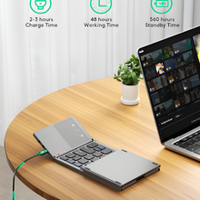 Foldable Bluetooth Keyboard, Rock&Rown Pocket Size Portable Wireless Keyboard with Touchpad for Mac OS,Android, Windows, Linux, PC, Tablet, with Rechargeable Li-ion Battery-Dark Gray