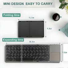 Foldable Bluetooth Keyboard, Rock&Rown Pocket Size Portable Wireless Keyboard with Touchpad for Mac OS,Android, Windows, Linux, PC, Tablet, with Rechargeable Li-ion Battery-Dark Gray