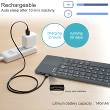 Foldable Bluetooth Keyboard, Rock&Rown Pocket Size Portable Wireless Keyboard with Touchpad for Mac OS,Android, Windows, Linux, PC, Tablet, with Rechargeable Li-ion Battery-Dark Gray