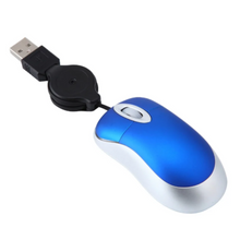 Mini USB Wired Mouse Retractable Cable Tiny Small 1600 DPI Optical Compact Travel Mice for 98 2000 XP Vista Ve