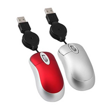 Mini USB Wired Mouse Retractable Cable Tiny Small 1600 DPI Optical Compact Travel Mice for 98 2000 XP Vista Ve