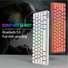 UK-Layout Real Mechanical Gaming Keyboard and Mouse Combo, Wired 60% keyboard with 25 RGB Backlight Effect for PC laptop Game, White